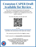Cranston CAPER Draft Available for Review, Public Comment